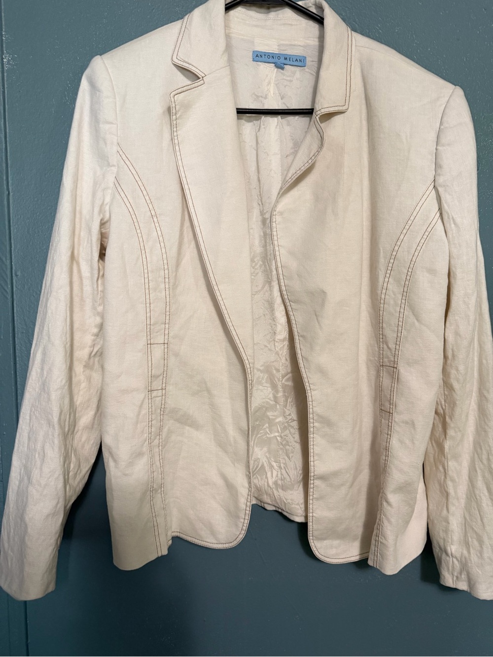 ANTONIO MELANI Cream Tailored Open-Front Jacket